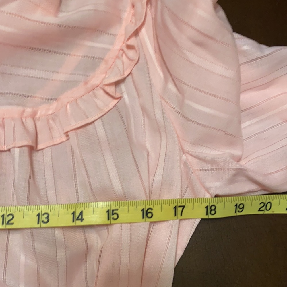 Vintage pale pink ruffle neck dress semi shear - Picture 8 of 11